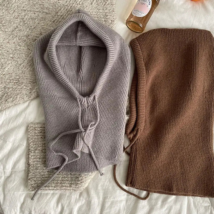 Knit Hooded Balaclava and Neck Warmer in Soft Cashmere Knit