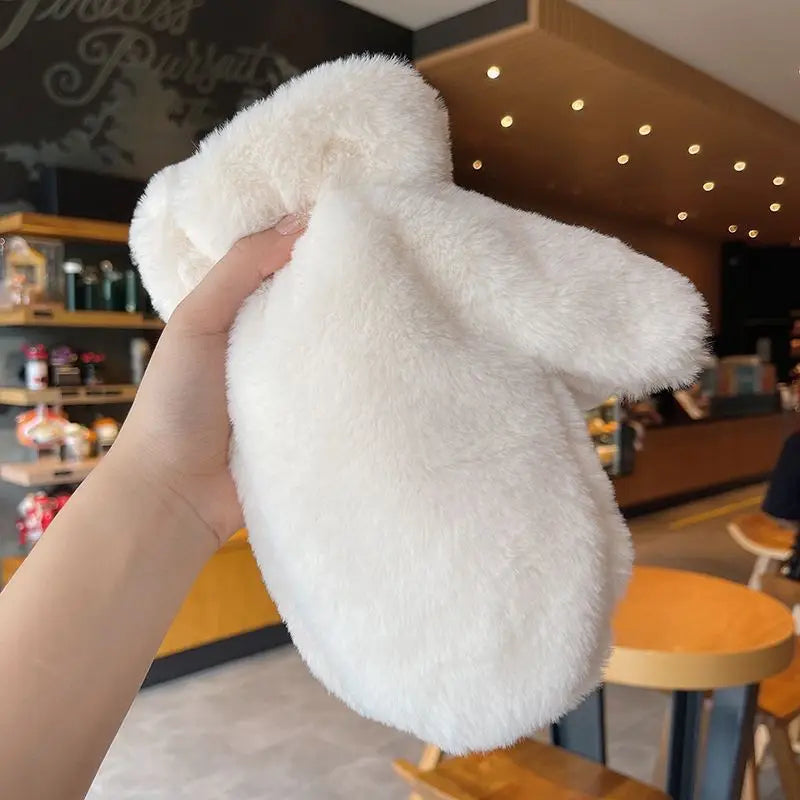 Fluffy Plush Mittens with Thick Lining for Cold Days