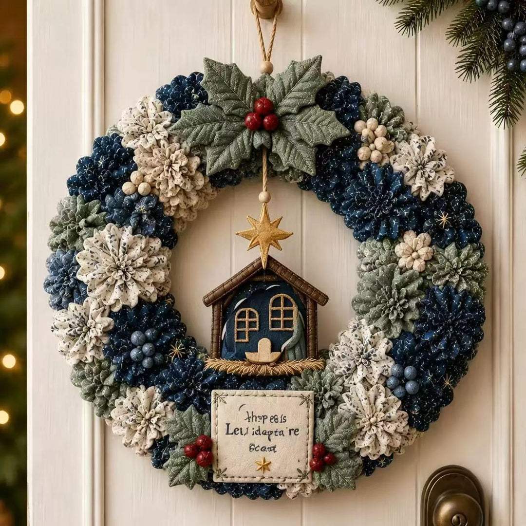 DIY fabric Christmas wreath with Santa figure
