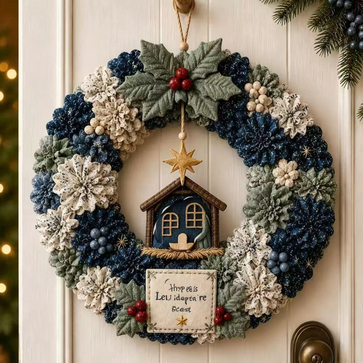 DIY fabric Christmas wreath with Santa figure