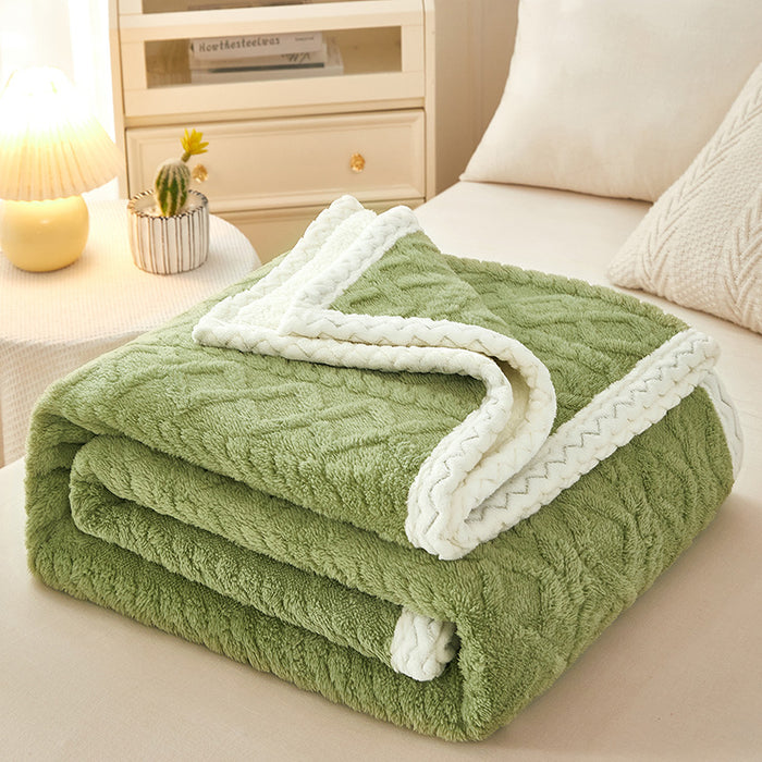 Plushridge Double Layer Coral Fleece Blanket with Sherpa Reverse