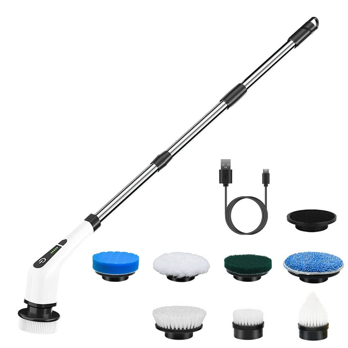Plushridge Cordless Electric Spin Scrubber with 8 Brush Heads