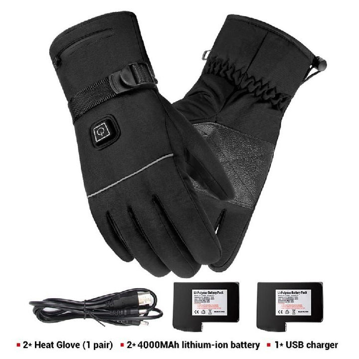Electric heated gloves with cuff battery pocket