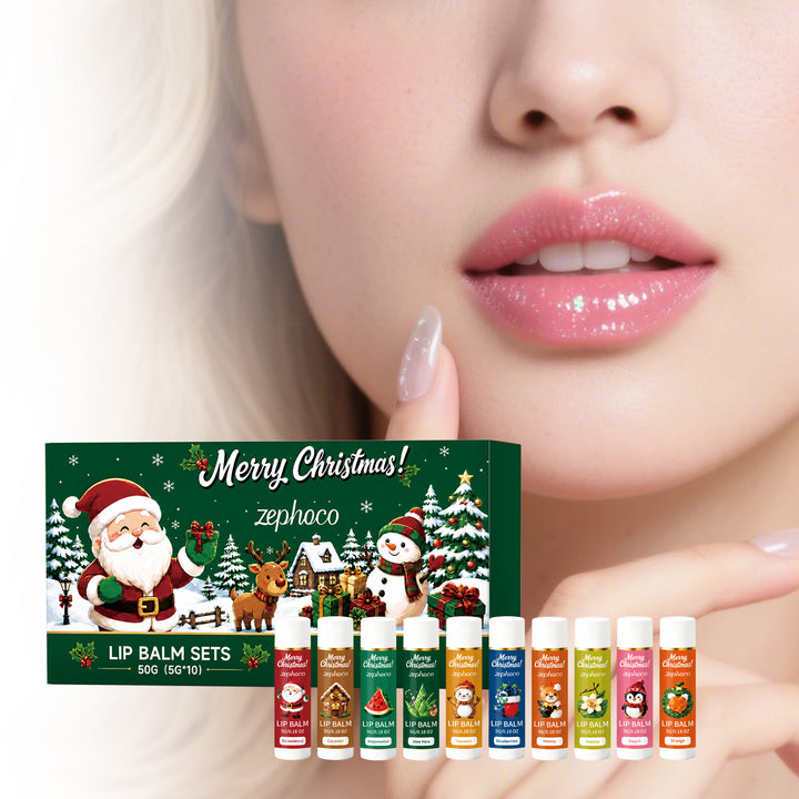 Christmas gift box with ten fruity lip balm sticks