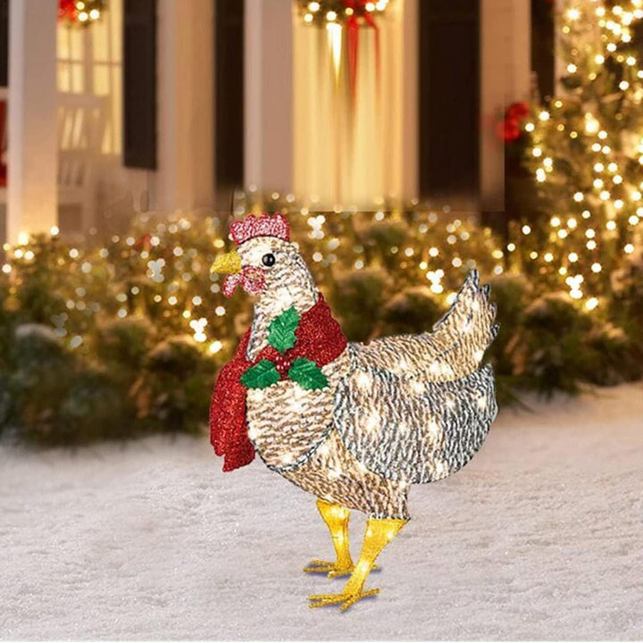 Plushridge™ Light-Up LED Chicken with Scarf Holiday Yard Decoration