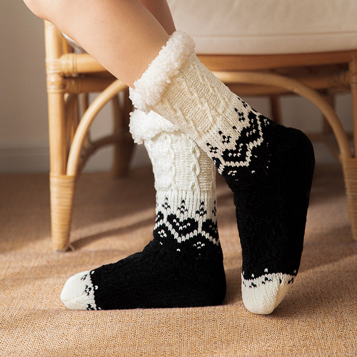 Pink heart knit house socks