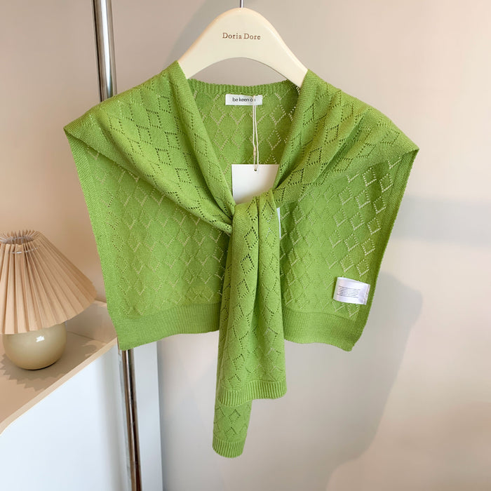 Plushridge Tie-Front Knit Shoulder Wrap in Solid or Openwork