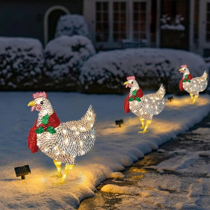 Plushridge™ Light-Up LED Chicken with Scarf Holiday Yard Decoration