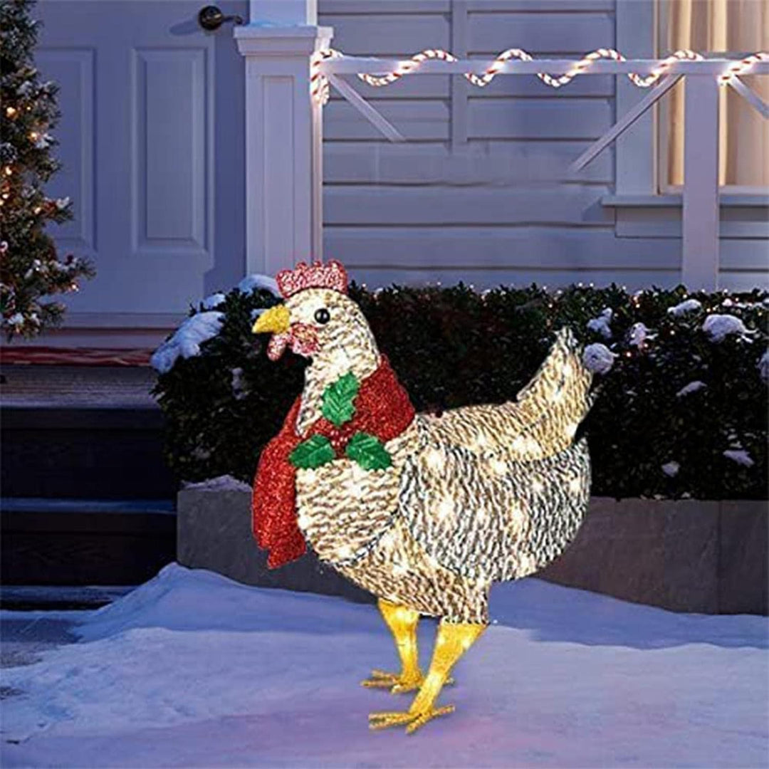 Plushridge™ Light-Up LED Chicken with Scarf Holiday Yard Decoration