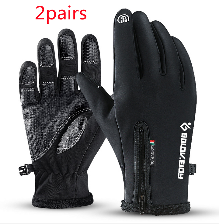 Fleece Thermal Gloves with Zipper Cuff and Touchscreen Tips