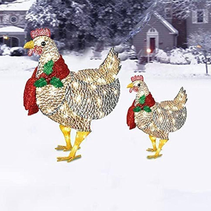 Plushridge™ Light-Up LED Chicken with Scarf Holiday Yard Decoration