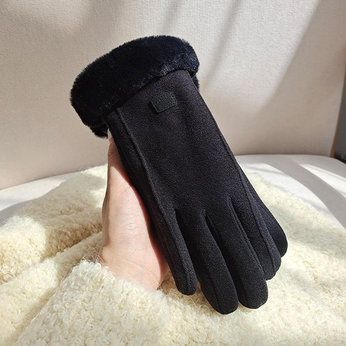 Plushridge Fleece-Lined Suede-Look Gloves with Faux-Fur Cuff