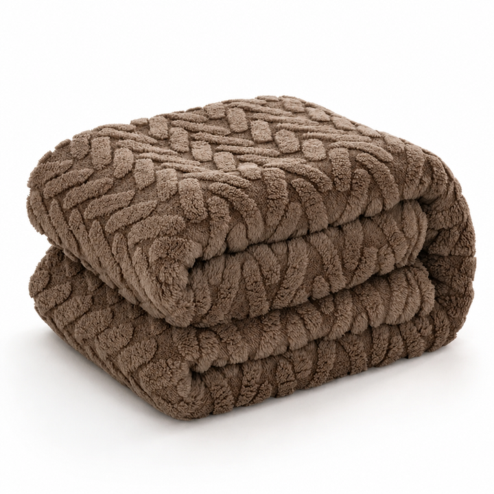 Reversible Jacquard Fleece Blanket with Smooth and Fluffy Sides