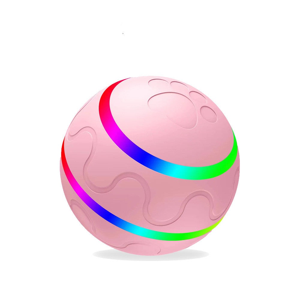 Self-rolling LED ball toy for pets