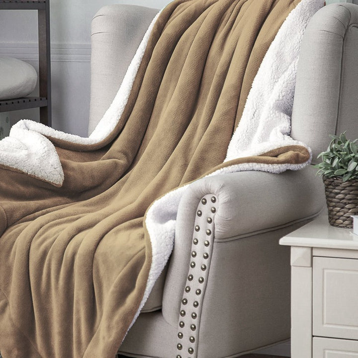 Sherpa Lamb Fleece Blanket, Flannel Throw in 4 Colors