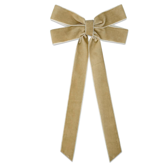 Plushridge Velvet Christmas Bow with Long Tails and Gold Cord