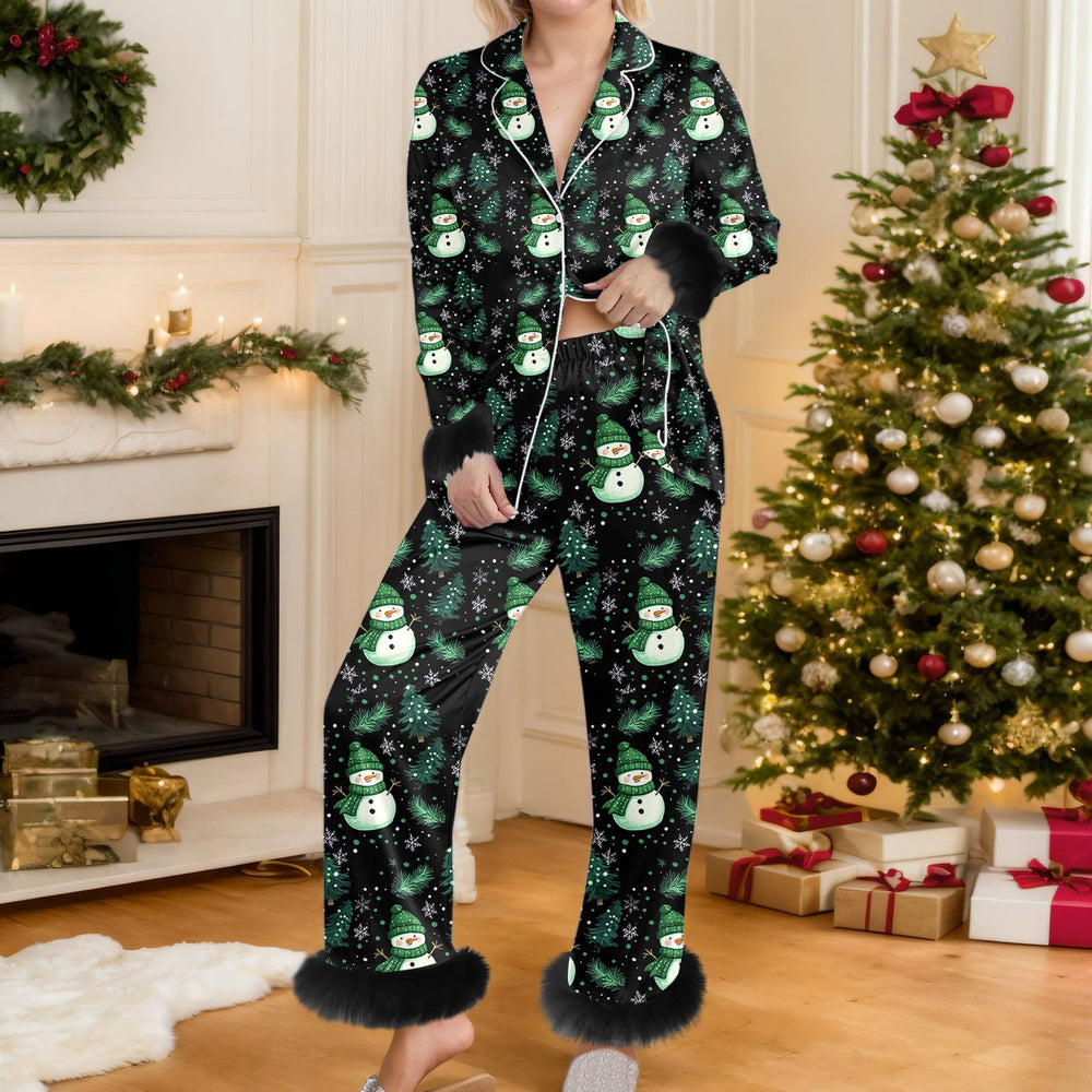 Woman in a red Santa pajama set