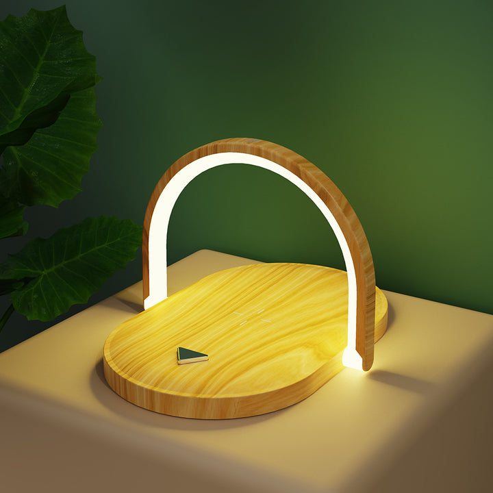 White foldable wireless charger lamp with phone
