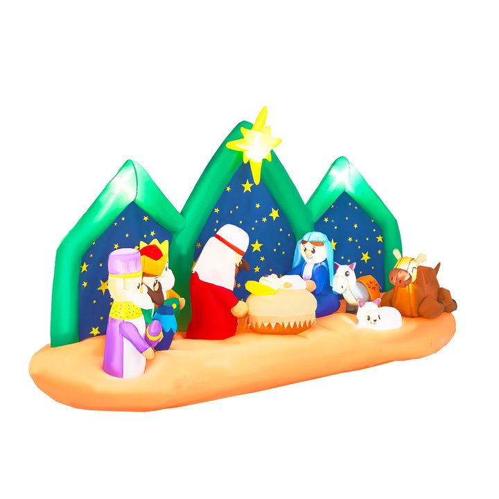 Wide inflatable nativity with starry backdrop