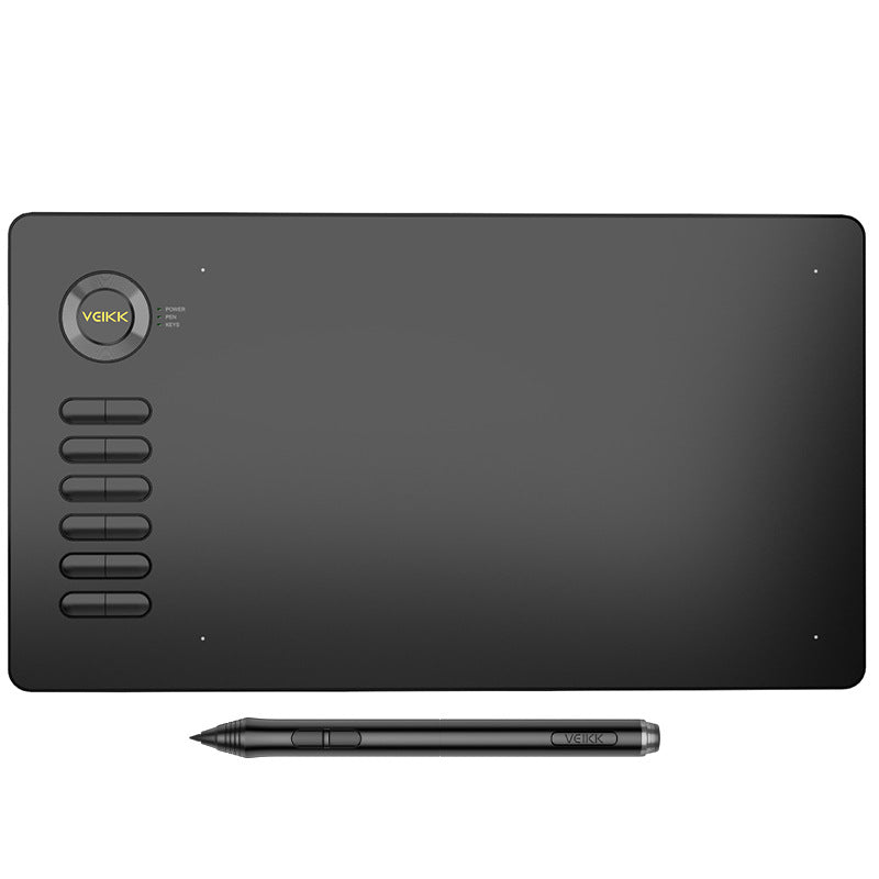 Black graphics drawing tablet with pen