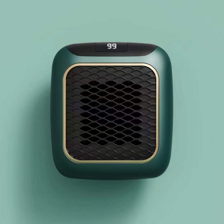 Compact gray wall-socket space heater
