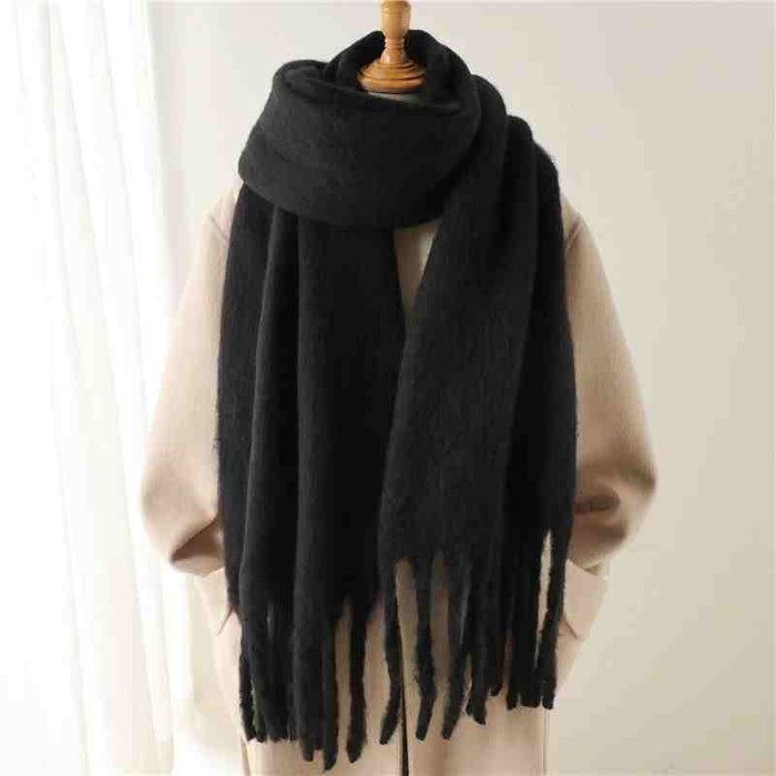 Plushridge Fluffy Winter Scarf with Chunky Tassels in 19 Colors