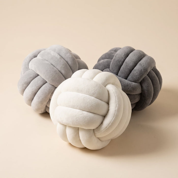Plushridge™ Velvet Knot Ball Pillow, Sculptural Plush Accent Cushion
