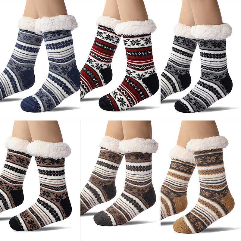 Ultra-Thick Snowflake Slipper Socks with Silicone Grippers