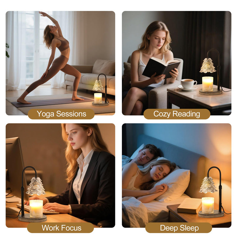 White Candle Warmer Lamp with Dimmer and Timer, Flame-Free