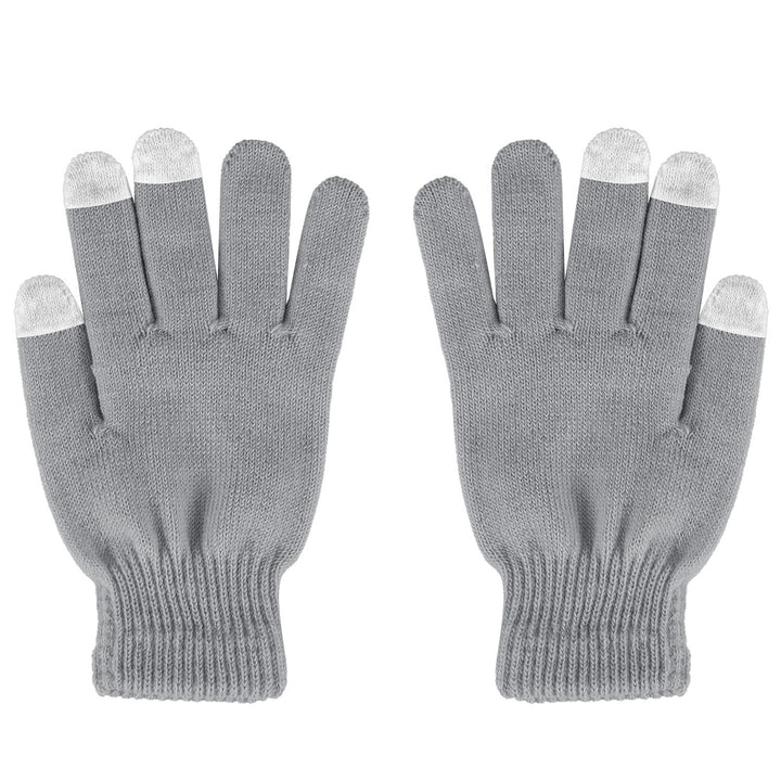 Knit touchscreen gloves holding a phone