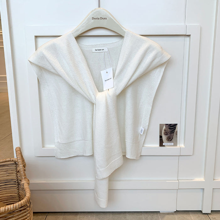 Plushridge Tie-Front Knit Shoulder Wrap in Solid or Openwork