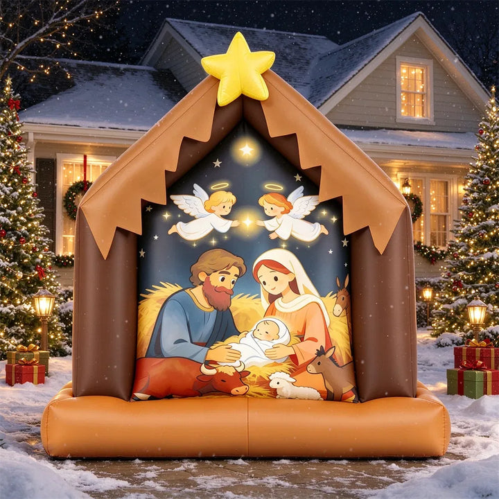 Inflatable nativity scene with Holy Family