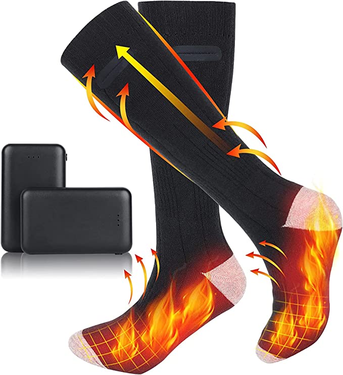 Rechargeable Heated Socks, 2 Pairs with 3 Heat Settings – Plushridge