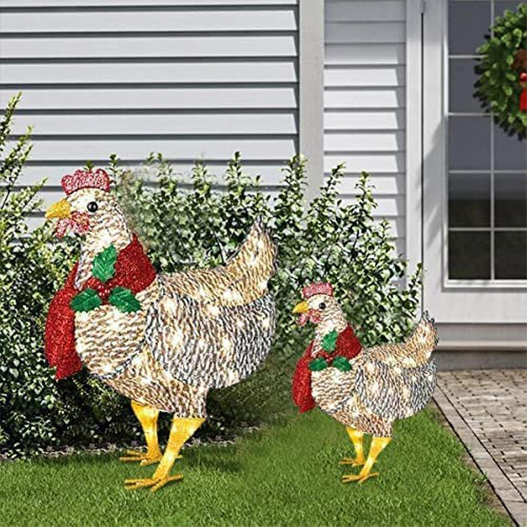 Plushridge™ Light-Up LED Chicken with Scarf Holiday Yard Decoration