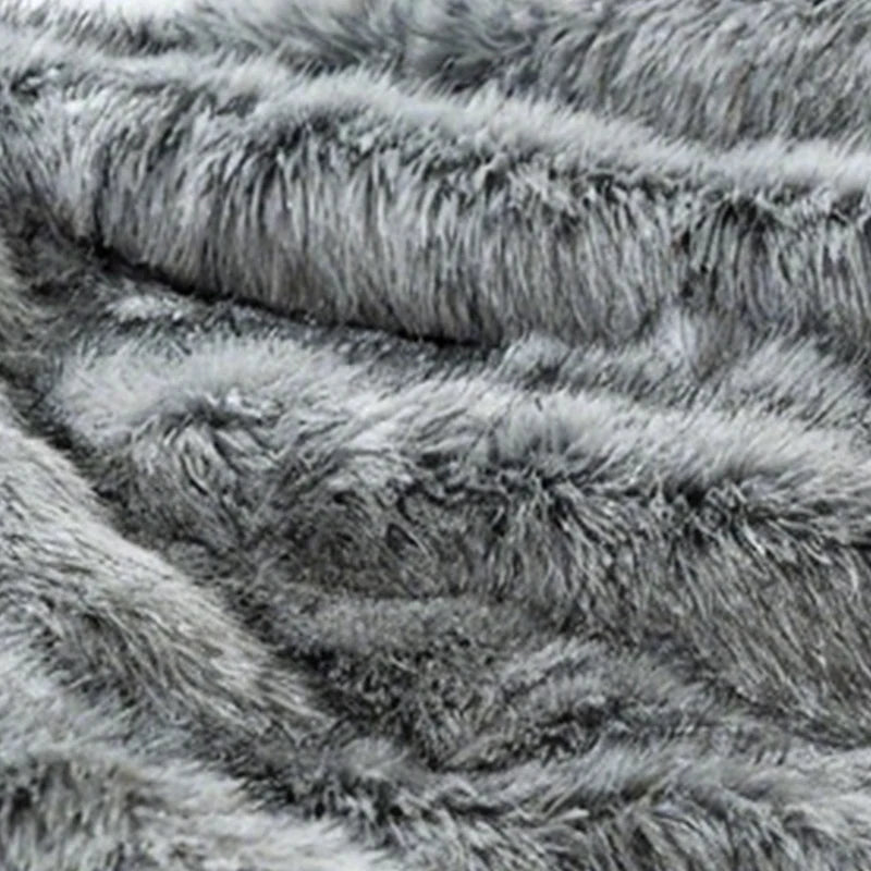 Fluffy Faux Fur Throw Blanket with Reinforced Edges