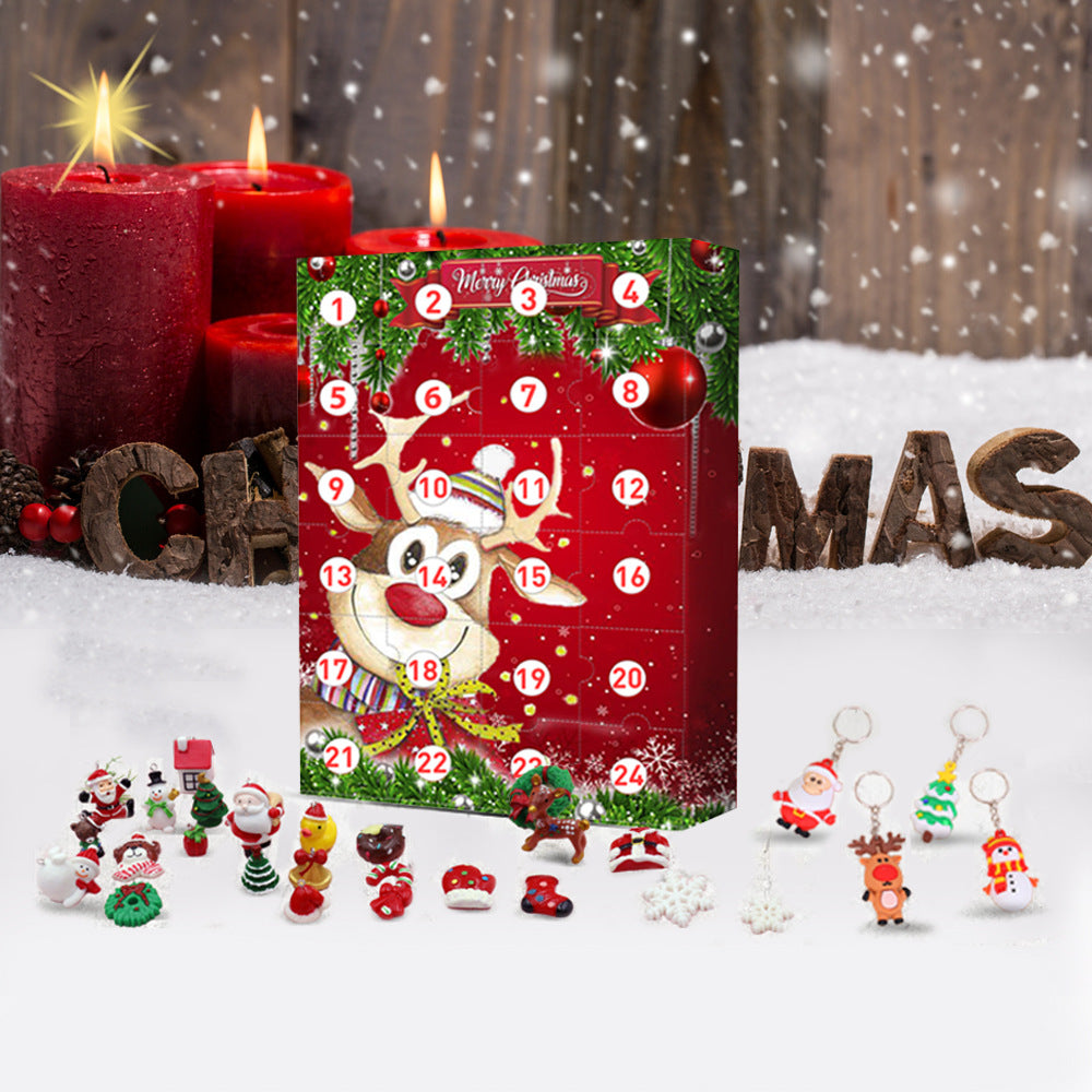 24 Days Christmas Advent Calendar with Resin Keychain Surprises
