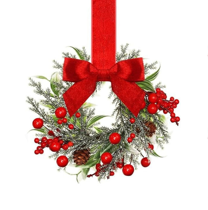 Plushridge Small Christmas Wreath with Ribbon Bow, Handmade