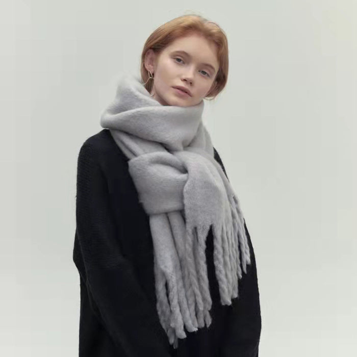 Plushridge Long Cashmere-Feel Scarf with Tassel Ends