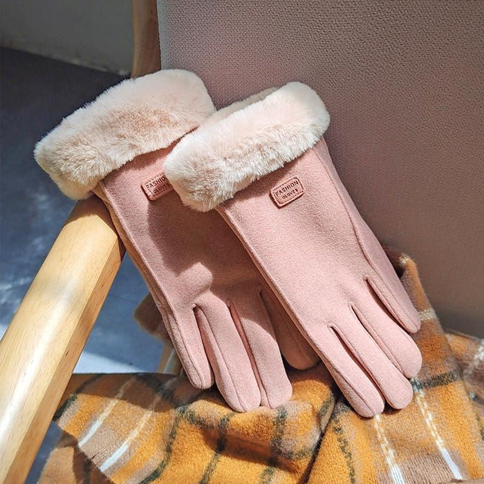 Plushridge Fleece-Lined Suede-Look Gloves with Faux-Fur Cuff