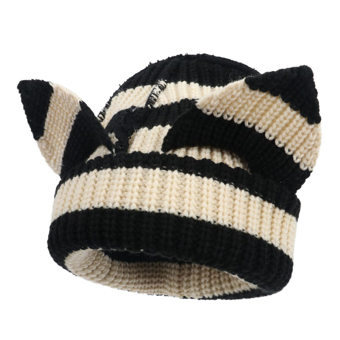 Plushridge Chunky Cat Ear Beanie with Fold-Up Cuff