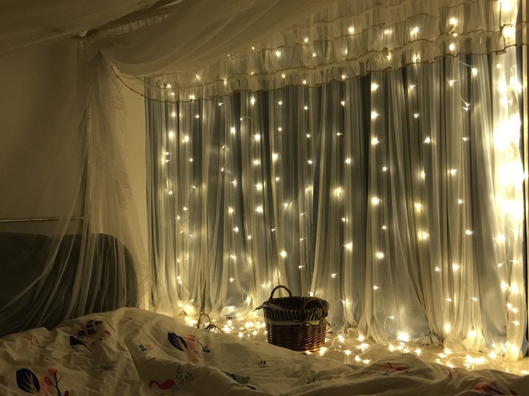 Christmas LED Curtain Lights 3 x 3 m 304 Beads Remote Control