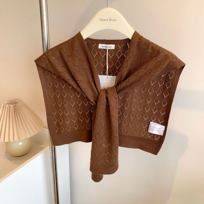 Plushridge Tie-Front Knit Shoulder Wrap in Solid or Openwork