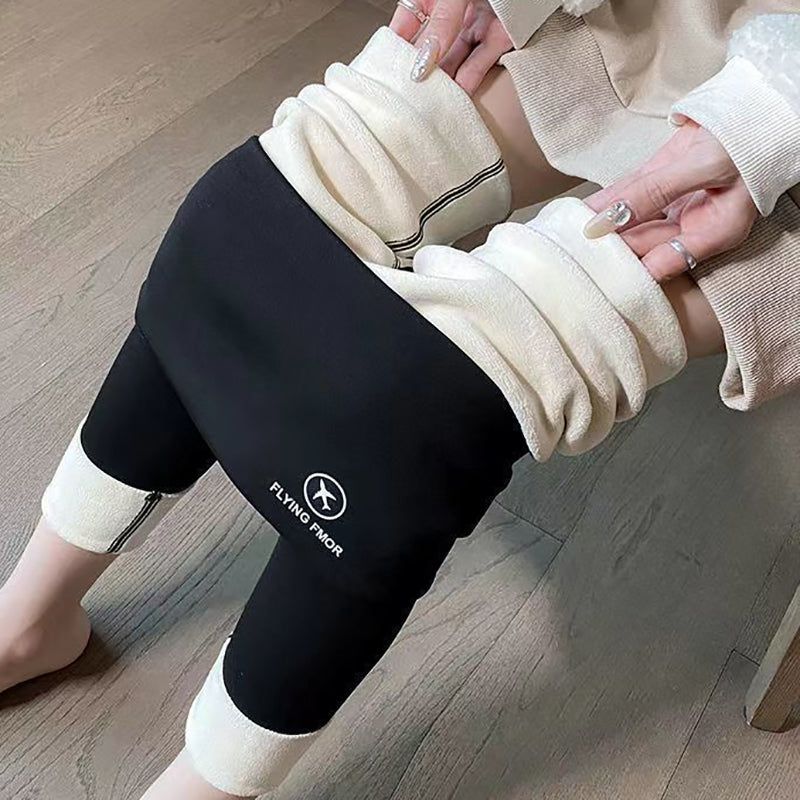 Black fleece lined high-waisted leggings