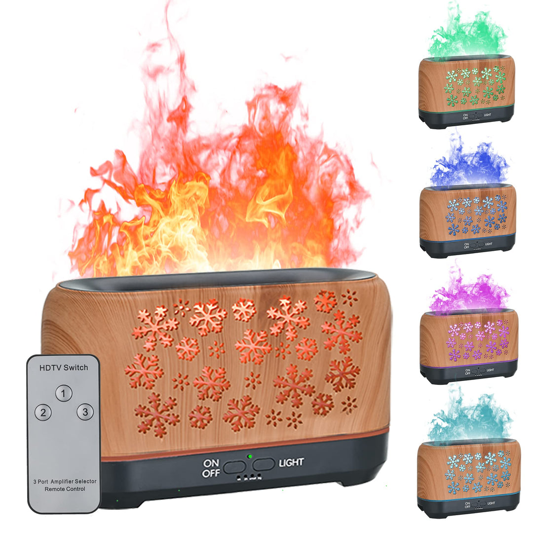 Flame Aroma Diffuser with 7 Colors and Snowflake Design