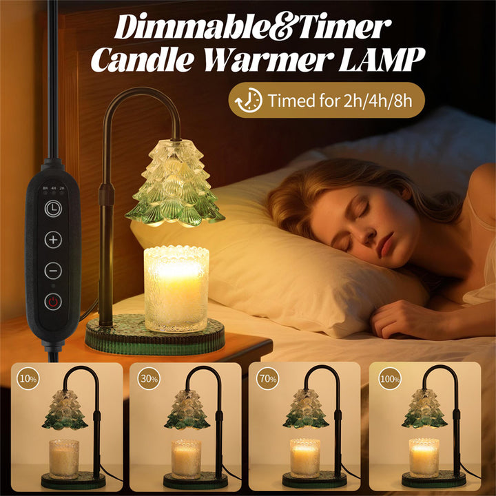 Green Candle Warmer Lamp with Timer and Dimmer, Wax Melter