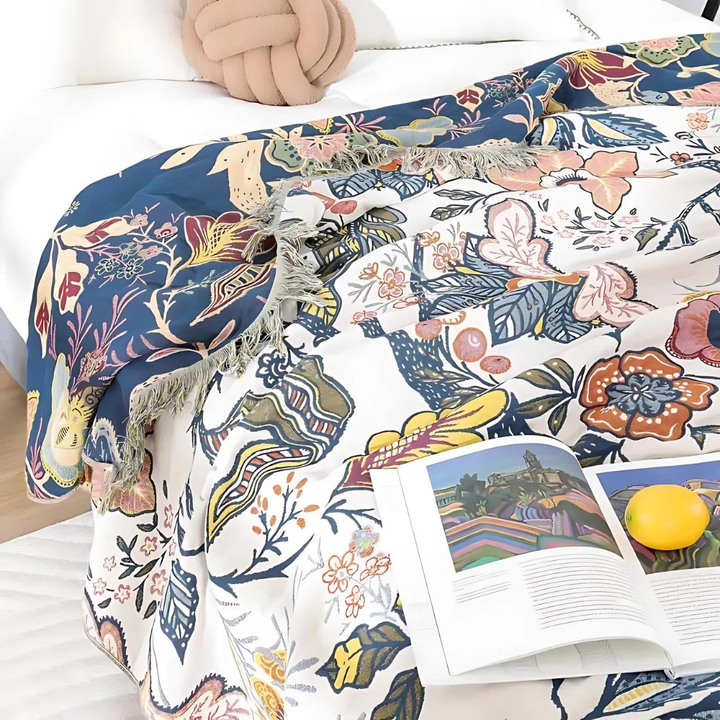 Rustic Artistic Floral 100% Cotton Blanket