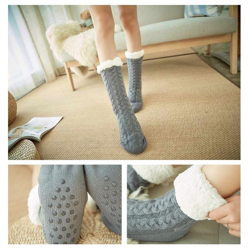 Thick Fleece-Lined Winter Socks with Anti-Slip Sole