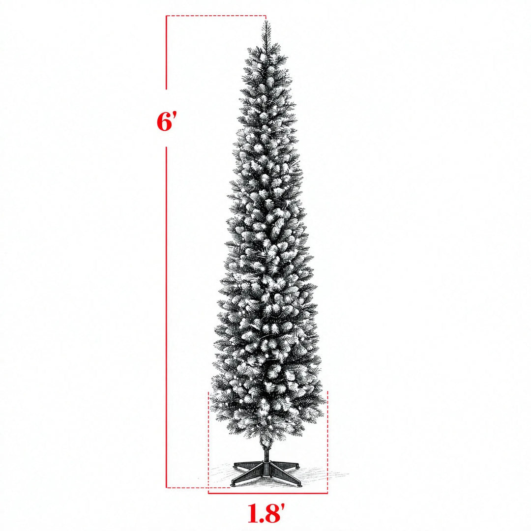 Slim frosted pencil tree with lights