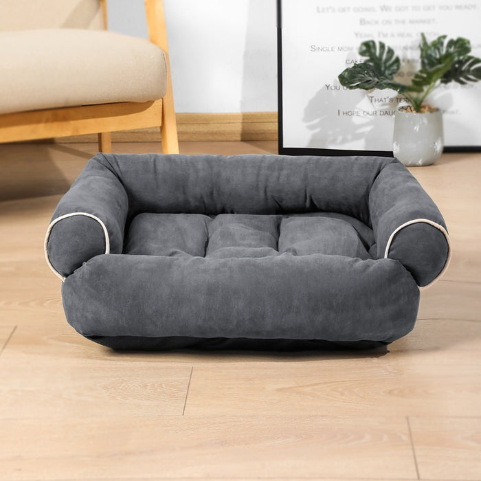 Plushridge Sofa-Style Pet Bed with Bolster Armrests