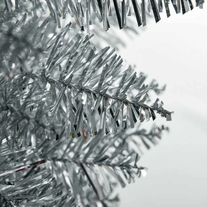 Tall silver slim pencil Christmas tree